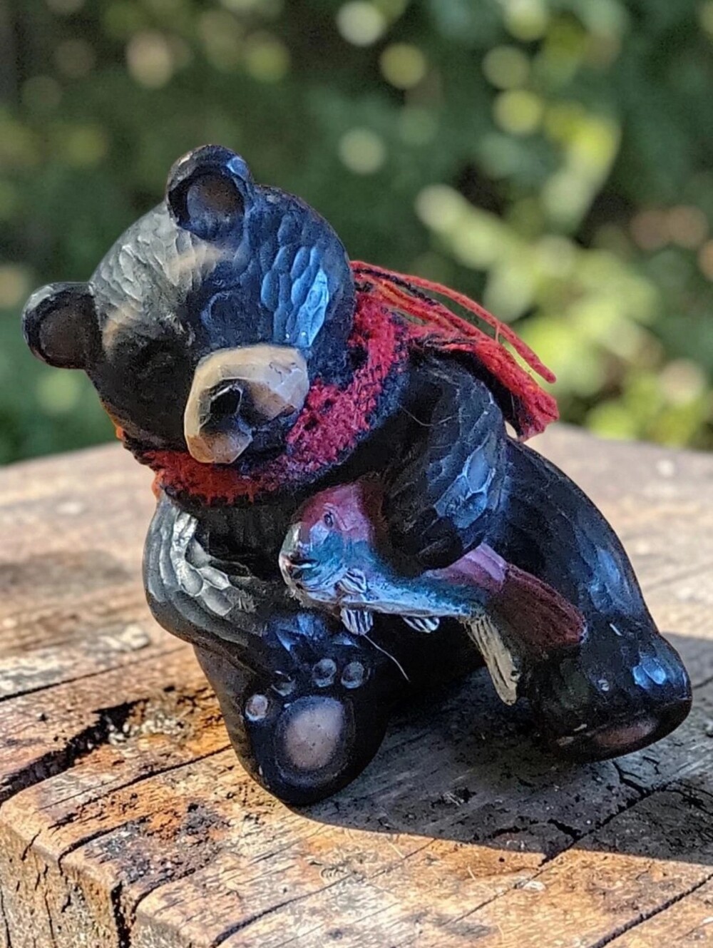 Bear Salmon Figurine